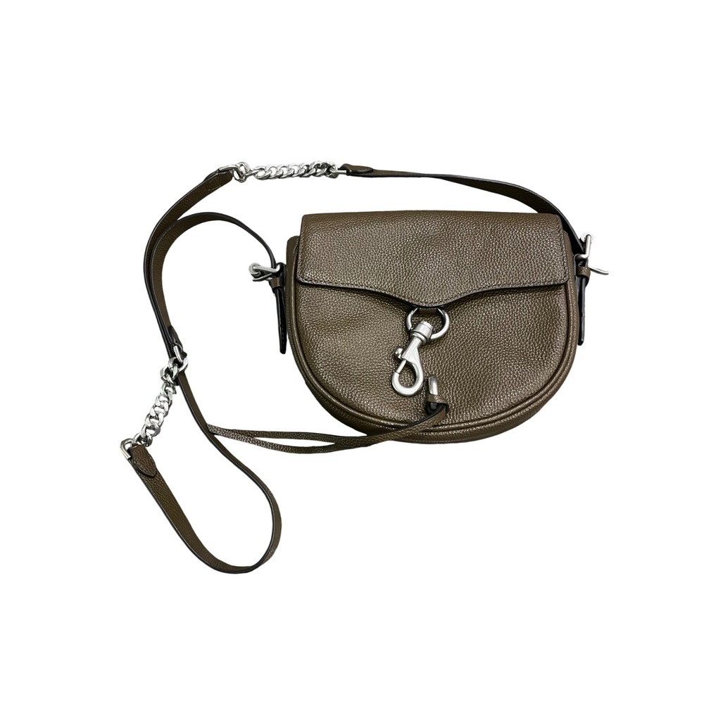 Rebecca Minkoff Mini MAC Saddle Bag Olive Green Pebbled‎ Leather Crossbody